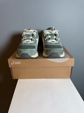 ASICS Green and Cream Lace-Up Sneakers